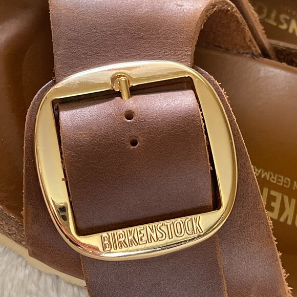 Birkenstock Womens MADRID BIG BUCKLE Cognac Brown Oiled Leather Sandals 39 /8 N - Picture 7 of 15